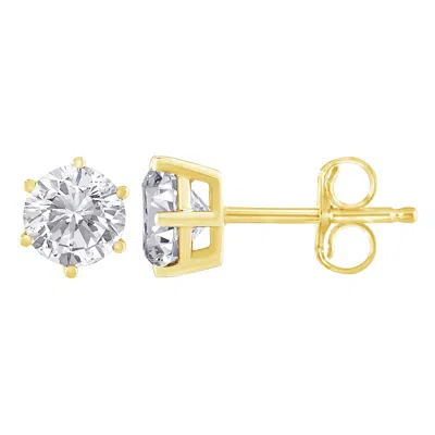 Haus Of Brilliance 18k Yellow Gold 1-1/2 Cttw Round Brilliant-cut Near Colorless Diamond Classic 6-prong Stud Earrings