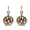 Haus Of Brilliance 18k Yellow Gold 1 2/3 Cttw Diamond And Blue Sapphire Bezel Set Gemstone Cluster Medallion Dangle Ear In Yellow