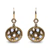 Haus Of Brilliance 18k Yellow Gold 1 2/3 Cttw Diamond And Blue Sapphire Bezel Set Gemstone Cluster Medallion Dangle Ear In Yellow