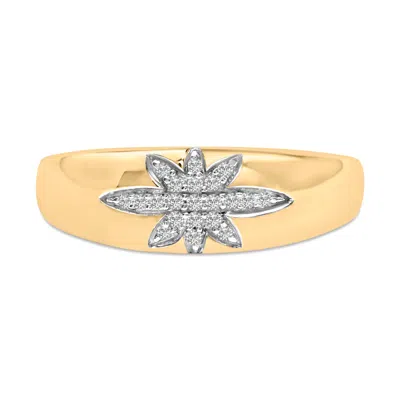 Haus Of Brilliance 18k Yellow Gold 1/10 Cttw Diamond Star Burst Inlay Ring In Metallic