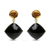 Haus Of Brilliance 18k Yellow Gold 1/5 Cttw Diamond With Round Yellow Citrine And Cushion Cut Black Onyx Gemstone Dangl In Yellow