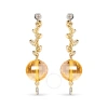 Haus Of Brilliance 18k Yellow Gold 2/3 Cttw Round Bezel Diamond And 25mm Ball Shaped Yellow Citrine Gemstone Dangle Stu In Yellow