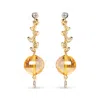 Haus Of Brilliance 18k Yellow Gold 2/3 Cttw Round Bezel Diamond And 25mm Ball Shaped Yellow Citrine Gemstone Dangle Stu In Yellow
