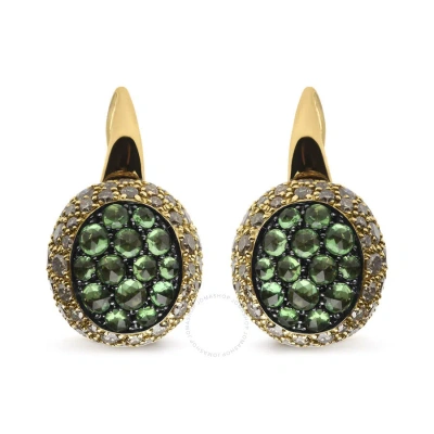 Haus Of Brilliance 18k Yellow Gold 3 1/2 Cttw Diamond And Round Green Tsavorite Gemstone Round Domed In Two-tone