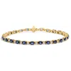 Haus Of Brilliance 18k Yellow Gold 3/4 Cttw Diamond And 5 1/3 Cttw Oval Blue Sapphire Alternating Link Bracelet In Yellow