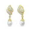 Haus Of Brilliance 18k Yellow Gold 7.0 Cttw Baguette And Round Diamond South Sea Pearl Drop Dangle C In Yellow