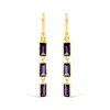 Haus Of Brilliance 18k Yellow Gold 8x3 Mm Bezel Set Purple Baguette Iolite Stiletto 1 1/2 Inch" Dangle Earrings In Yellow