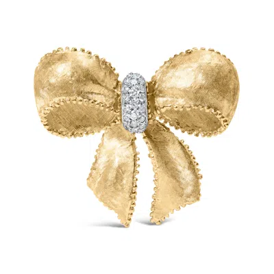 Haus Of Brilliance 18k Yellow Gold And 3/5 Cttw Diamond Bow Pin Brooch