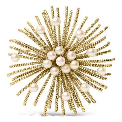 Haus Of Brilliance 18k Yellow Gold Cultured Freshwater Pearl Starburst Brooch Pin