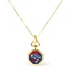 Haus Of Brilliance 18k Yellow Gold Diamond Gemini Constellation With Red And Blue Enamel 18" Inch Ne In Yellow