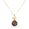 Haus Of Brilliance 18k Yellow Gold Diamond Gemini Constellation With Red And Blue Enamel 18" Inch Pendant Necklace In Yellow