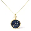 Haus Of Brilliance 18k Yellow Gold Diamond Leo Constellation With Blue Enamel 18" Inch Pendant Neckl In Yellow