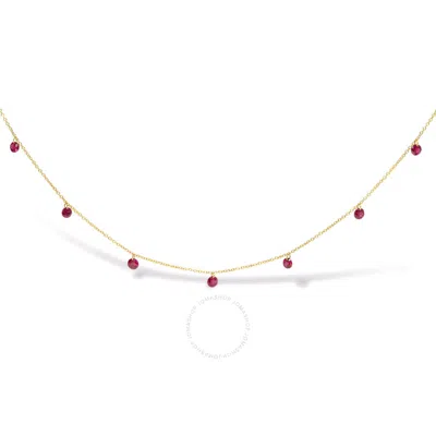Haus Of Brilliance 18k Yellow Gold Necklace 1 1/3 Cttw Dangling Ruby Drop 18" Chain Collar