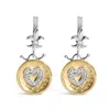HAUS OF BRILLIANCE HAUS OF BRILLIANCE 18K YELLOW GOLD OVER SILVER 1/8 CT DIAMOND HAMMERED FINISHED MEDALLION HEART DROP