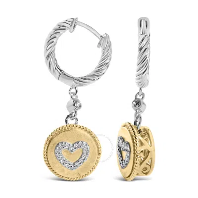 Haus Of Brilliance 18k Yellow Gold Plated .925 Sterling Silver 1/8 Cttw Diamond Heart Medallion Drop In Two-tone
