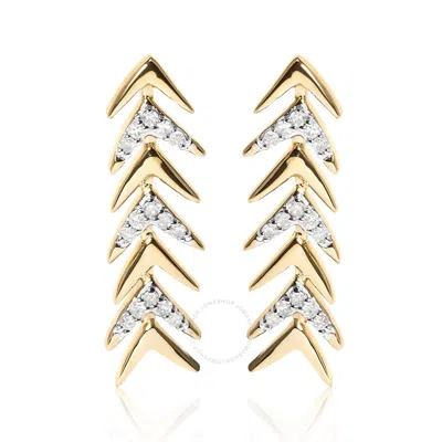 Haus Of Brilliance 18k Yellow Gold Plated .925 Sterling Silver 1/5 Cttw Diamond Chevron Arrow Stud E