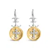Haus Of Brilliance 18k Yellow Gold Plated .925 Sterling Silver 1/8 Cttw Diamond Hammered Finished Medallion With Cross In Multi