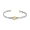 Haus Of Brilliance 18k Yellow Gold Plated .925 Sterling Silver Diamond Accent And Fleur Di Lis Medallion Bangle Bracele In Multi