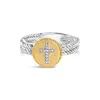 Haus Of Brilliance 18k Yellow Gold Plated .925 Sterling Silver Diamond Cross Ring With Satin Finish In Multi