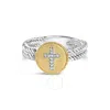 Haus Of Brilliance 18k Yellow Gold Plated .925 Sterling Silver Diamond Cross Ring With Satin Finish In Two Tone