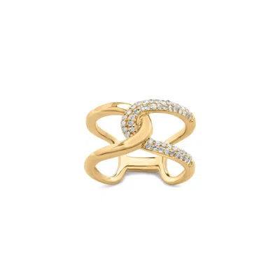 Haus Of Brilliance 18k Yellow Gold Plated .925 Sterling Silver Pave Set 1/4 Cttw Diamond Open Crossover Band Ring (h-i 