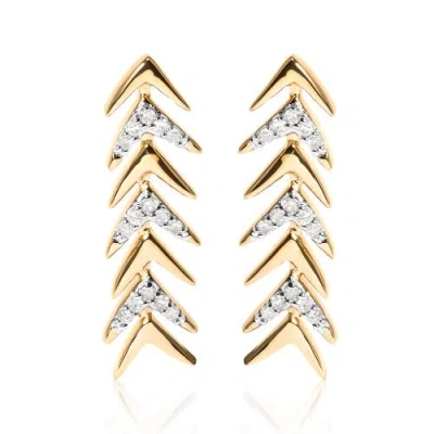 Haus Of Brilliance 18k Yellow Gold Plated .925 Sterling Silver 1/5 Cttw Diamond Chevron Arrow Stud E