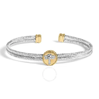 Haus Of Brilliance 18k Yellow Gold Plated Sterling Silver Diamond Accent Dragonfly Medallion Bangle  In Multi