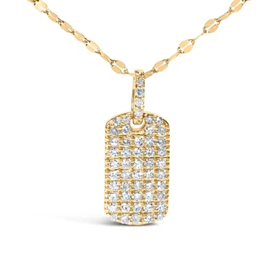 Haus Of Brilliance 18k Yellow Gold Plated.925 Sterling Silver 1/3 Cttw Diamond Studded Dog Tag 18" Pendant Necklace