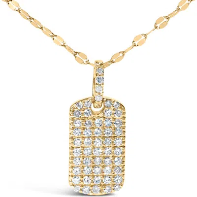 Haus Of Brilliance 18k Yellow Gold Plated.925 Sterling Silver 1/3 Cttw Diamond Studded Dog Tag 18" P