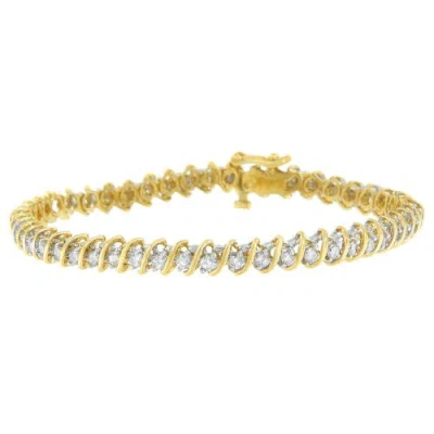 Haus Of Brilliance 14k Yellow Gold Round Cut Diamond Spiral Link Bracelet In White