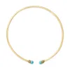 Haus Of Brilliance 18k Yellow Gold Sculpted Collar Necklace With Turquoise Cabochon Ends In Yellow