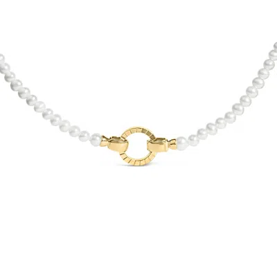 Haus Of Brilliance 18k Yellow Gold Vermeil Pearl Strand Infinity Necklace In Metallic