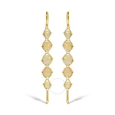 Haus Of Brilliance 18k Yellow Gold Woven Egyptian Opal 2 1/2 Inch Drop And Dangle Earrings