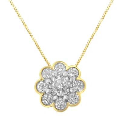 Haus Of Brilliance 2 Micron 10k Yellow Gold Plated .925 Sterling Silver 1/4 Cttw Diamond Cluster Pendant Necklace