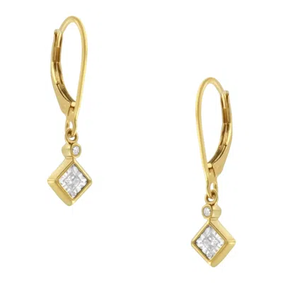 Haus Of Brilliance 2 Micron 14k Yellow Gold Plating Diamond Dangle Earrings In Multi