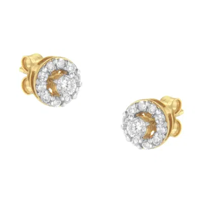 Haus Of Brilliance 2 Micron Yellow Gold Plated Sterling Silver Diamond Stud Earring (1/2 Cttw, J-k Color, I2-i3 Clarity
