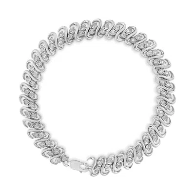 Haus Of Brilliance .925 Sterling 1/2 Cttw Diamond Double Row S-link Bracelet In White