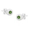 Haus Of Brilliance .925 Sterling Silver 0.15 Cttw Round Brilliant-cut Green Diamond Miracle-set Stud Earrings In Metallic
