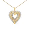 Haus Of Brilliance .925 Sterling Silver 1 1/2 Cttw Baguette Diamond Composite Heart 18" Inch Pendant Necklace In Multi