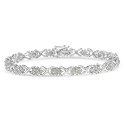 Haus Of Brilliance .925 Sterling Silver 1-1/2 Cttw Diamond Cluster X Link 7" Tennis Bracelet In White