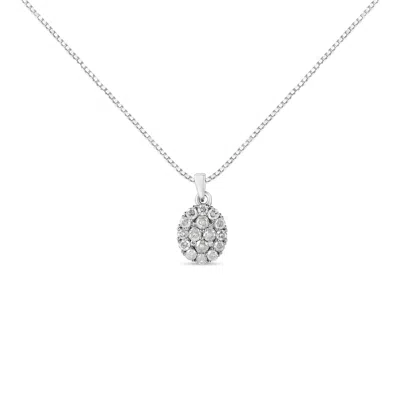Haus Of Brilliance .925 Sterling Silver 1 1/2 Cttw Diamond Oval Cluster Pendant Necklace In White