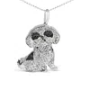 Haus Of Brilliance .925 Sterling Silver 1 1/4 Cttw Diamond Shih Tzu Dog Pendant Necklace 18 Inch In White