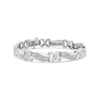Haus Of Brilliance .925 Sterling Silver 1 3/4 Cttw Diamond Wave And X Link Tennis Bracelet In White