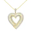 Haus Of Brilliance .925 Sterling Silver 1 3/8 Cttw Baguette Diamond Composite Heart 18" Inch Pendant Necklace In Yellow