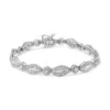 Haus Of Brilliance .925 Sterling Silver 1 Cttw Diamond Double Leaf And Bezel Link Bracelet In White