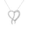 Haus Of Brilliance .925 Sterling Silver 1 Cttw Diamond Heart And Ribbon 18" Pendant Necklace In White