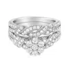 HAUS OF BRILLIANCE HAUS OF BRILLIANCE .925 STERLING SILVER 1 CTTW LAB-GROWN DIAMOND ENGAGEMENT RING AND BAND SET (F-G C