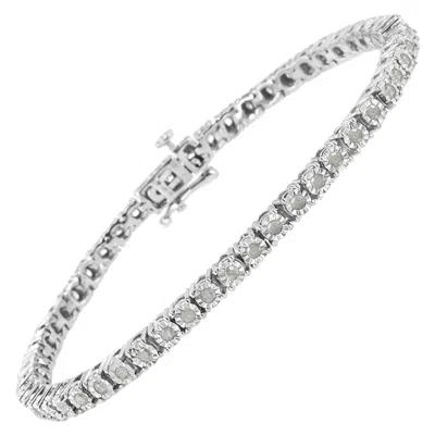 Pre-owned Haus Of Brilliance .925 Sterling Silver 1.0 Carat Diamond Square Frame Miracle-set Tennis Bracelet In Multi