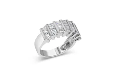 Haus Of Brilliance Silver 1.0 Ctw Baguette Cut Diamond Vertical Channel Fluted Multi-row Ring