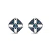 Haus Of Brilliance .925 Sterling Silver 1.0 Cttw Blue Diamond Studded Rhombus Stud Earring In White